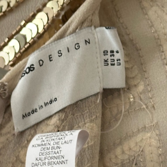 ASOS Gold Sequin Long Sleeve Evening Dress - Picture 3 of 3